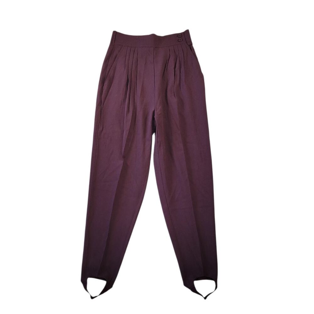 Vintage NWT High Waist Pleated Stirrup Pants 10 Petite Plum 80s 90s Tailored